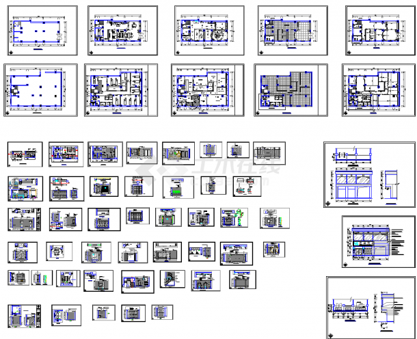 最新整理的某两层美容院室内装修CAD设计图纸（共57张）-图一