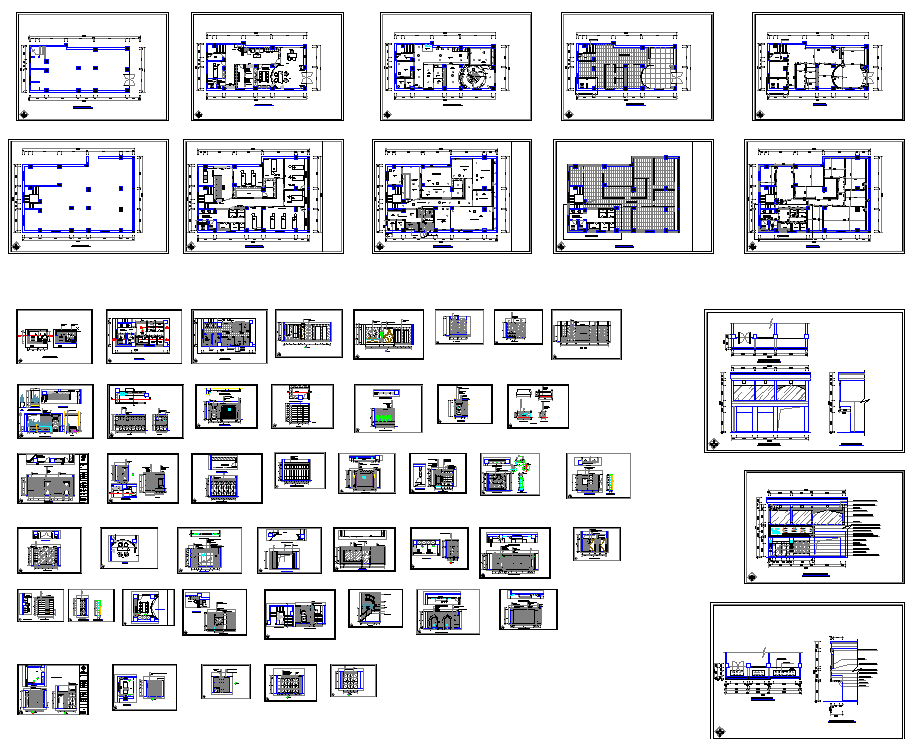 最新整理的某两层美容院室内装修CAD设计图纸（共57张）