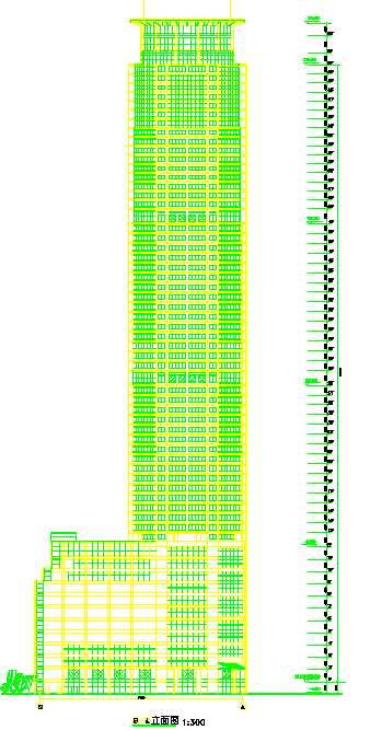 超高层综合办公酒店建筑设计cad图纸-超高层建筑-图二
