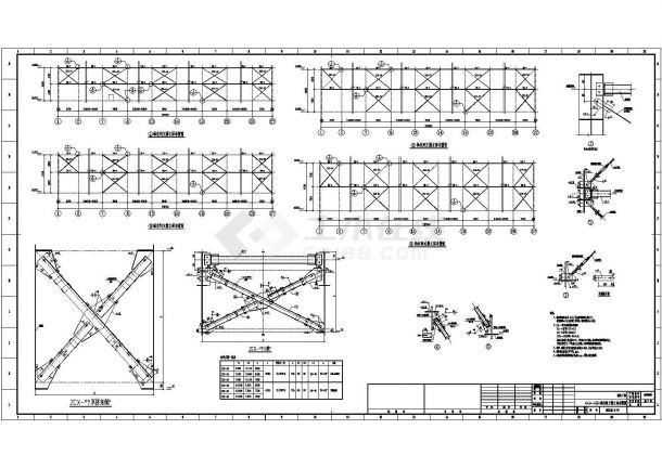 174米二层跨门式刚架结构农机厂房结构cad施工图（10t吊车）_多层厂房结构施工图-图二