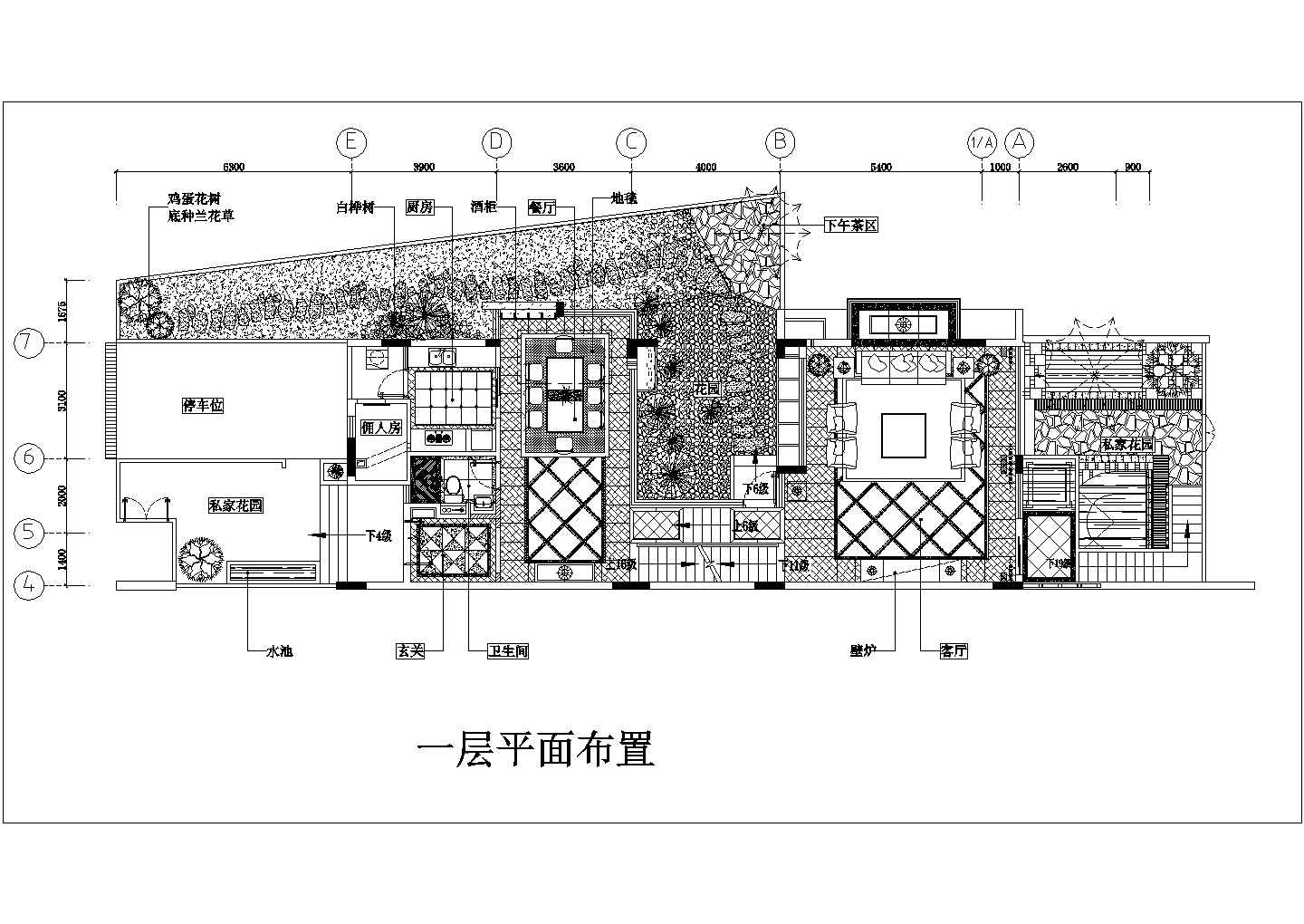 三层私人别墅带大花园室外SPA装修装饰设计cad施工平面布置图纸