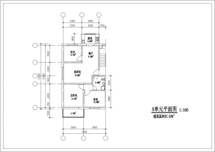 某北方住宅户型建筑CAD设计方案图_图1