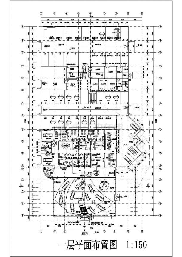 某地区斯柯达4S店装修详CAD设计图纸-图二