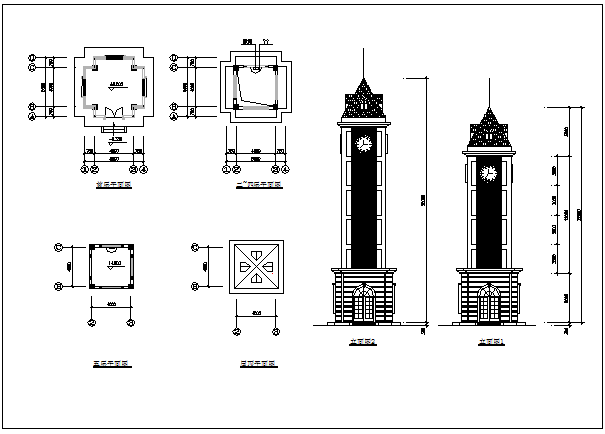 某地区钟楼建筑设计施工平立面图纸_图1