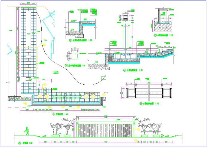 高端住宅小区水景水池设计施工做法cad布置方案图_图1