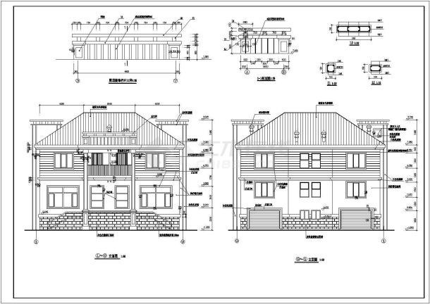 三层双拼中空农村自建三层房屋建筑施工图-图一