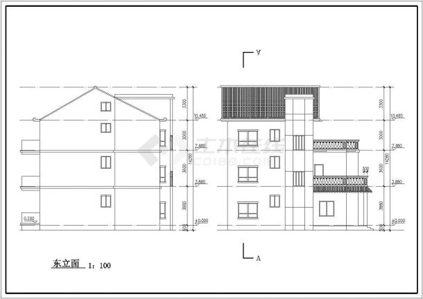 纯朴三层多露台乡村房屋建筑设计施工图（全套）-图二