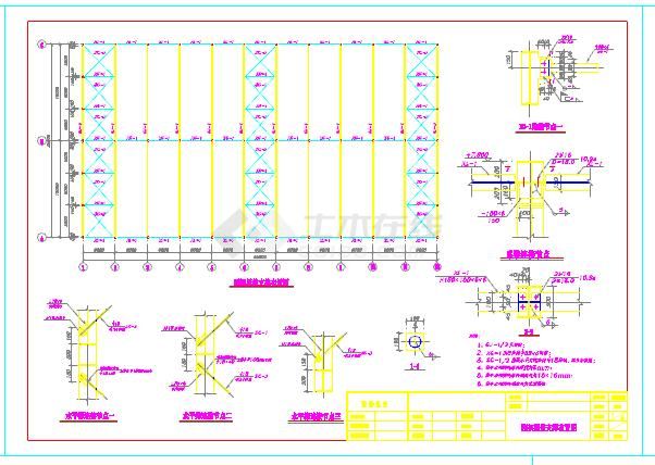某36米跨单层钢结构厂房结构设计cad施工图纸-图二