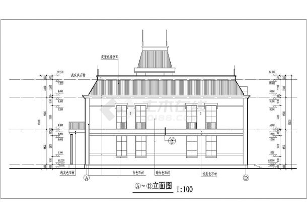 某二层会所建筑CAD设计施工图纸-图二