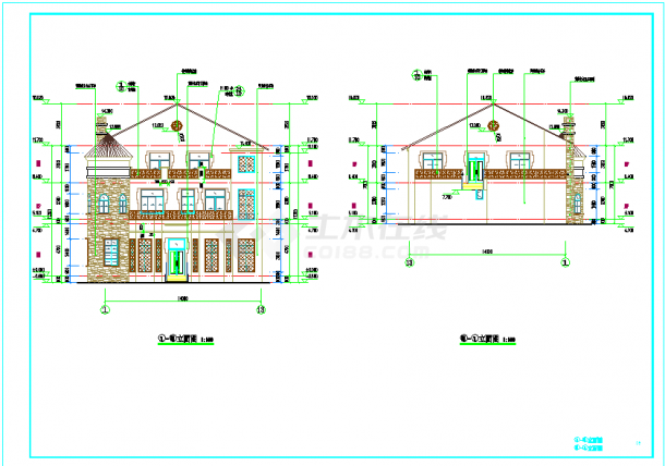 某私人别墅3层框架结构建筑施工图-图一
