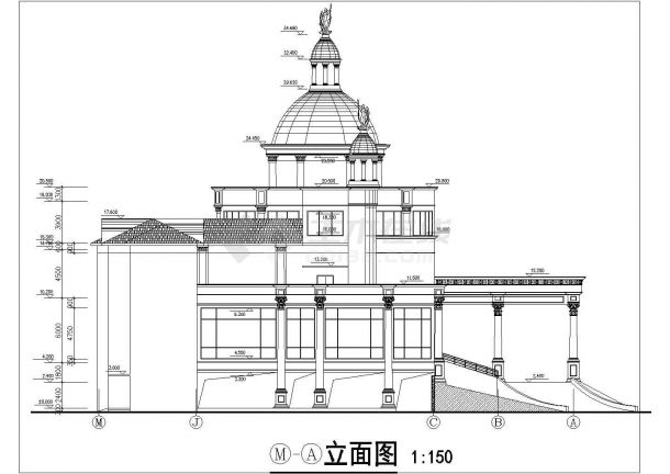 某地区四层售楼处建筑方案图（详细）-图一