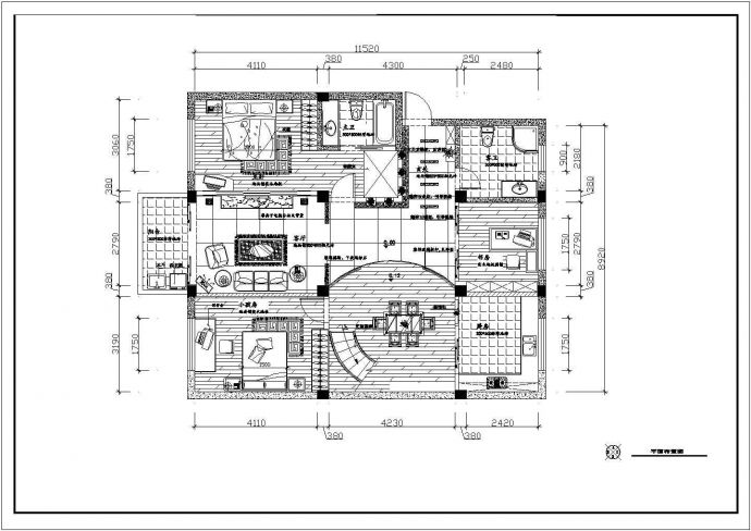 某大户型居住住宅室内装饰装修设计CAD图_图1