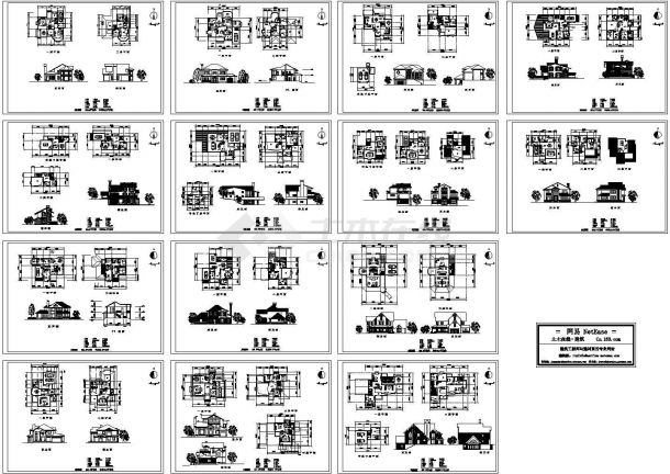 某地十四套别墅建筑设计方案图，共十四张-图一