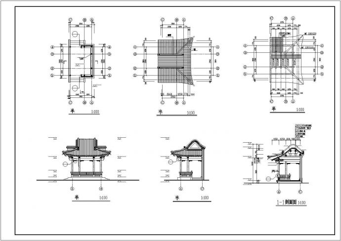 某半亭建筑设计施工图纸（共2张）_图1