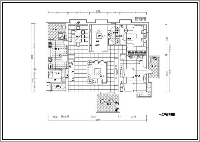 二层别墅现代简约豪装带私密和室装修装潢设计cad平面布置方案图_图1