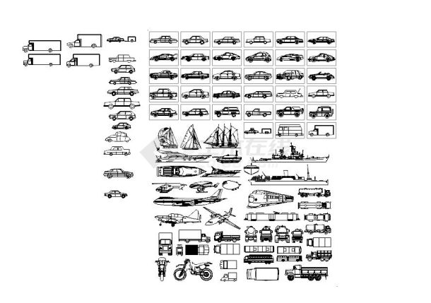 2017最新整理各种交通工具cad图例图块素材-图一