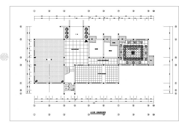 行政机构三层办公楼全套室内装修设计cad施工平面布置方案图_图1