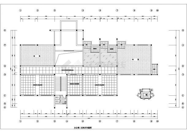 行政机构三层办公楼全套室内装修设计cad施工平面布置方案图-图二