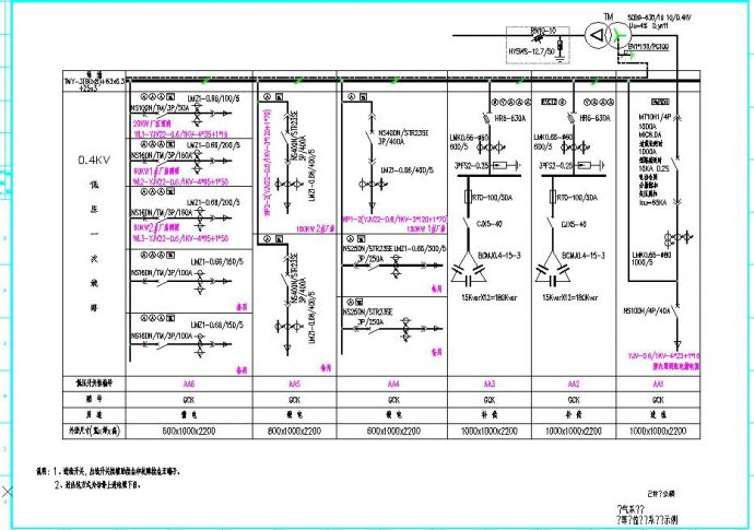 630KVA变电所单线设计CAD电气图（标注详细）_图1