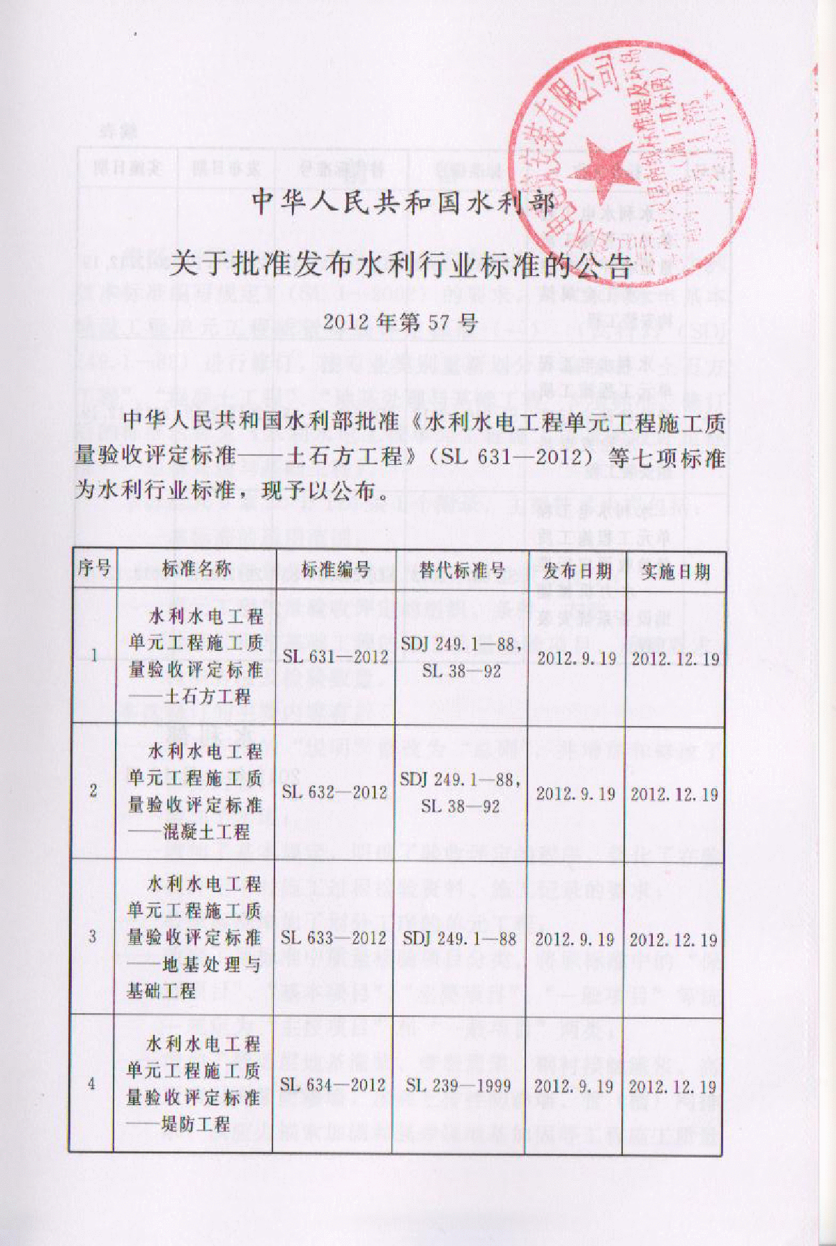 SL/633-2012 水利水电工程单元工程施工质量验收评定标准-图二