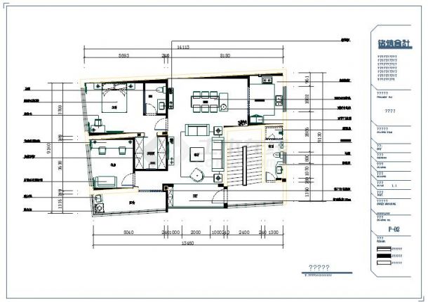 126平方米三室两厅住宅装修设计cad施工图纸-图二