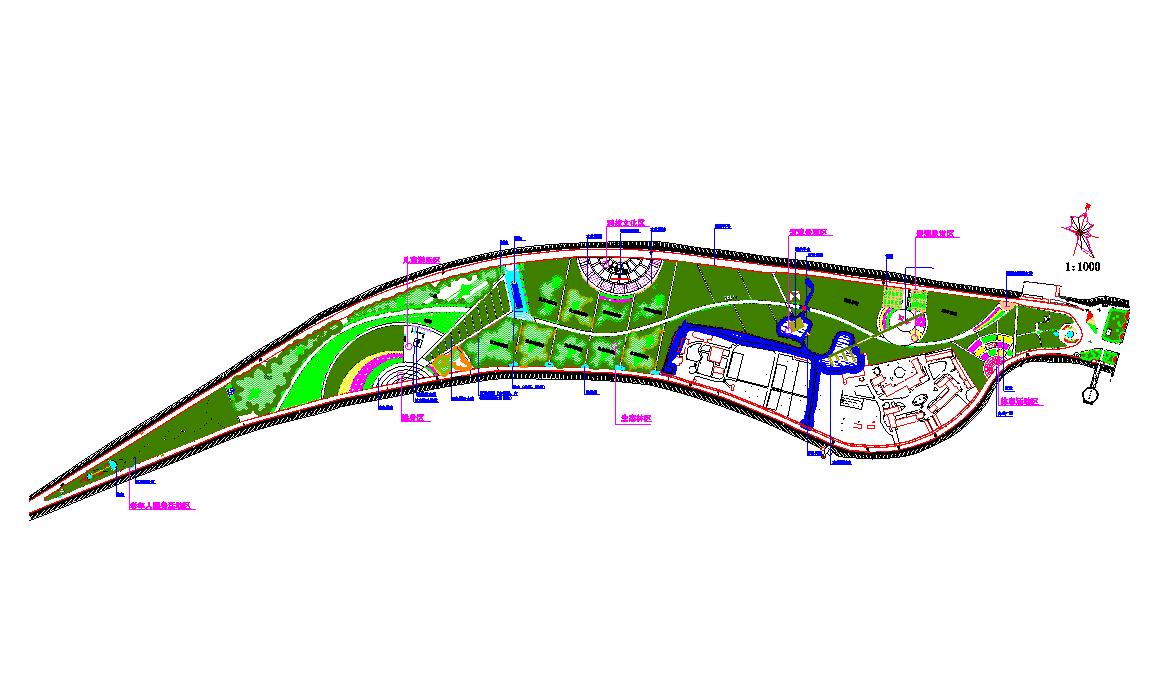 河畔主题广场景观规划设计cad总平面布置方案图纸