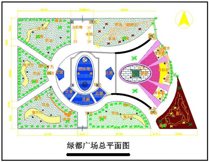 社区休闲广场景观绿化设计cad总平面规划布置图_图1