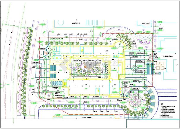 知名大学校内小游园绿地带景观小品规划设计cad平面布置图纸-图一