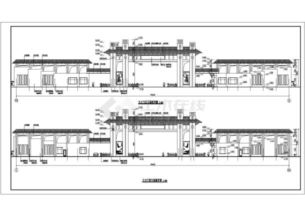 某高等中学经典主入口大门建筑施工图-图一