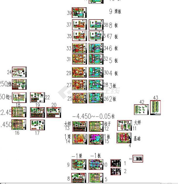 比较详细的大型门诊楼结构CAD施工图纸（共40多张、标注详细）-图一