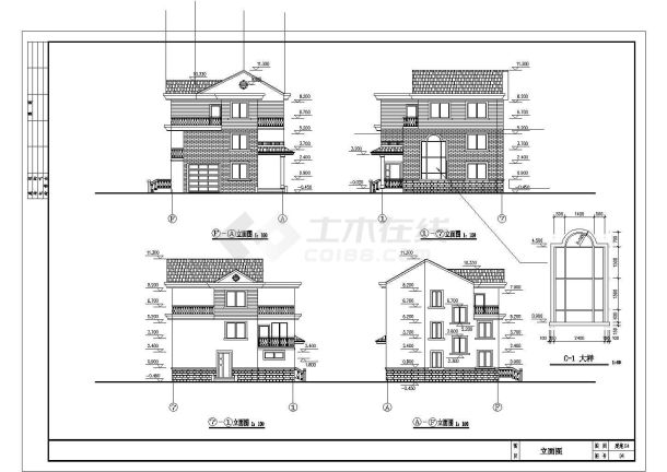 三层框架结构新型小别墅建筑施工图-图一