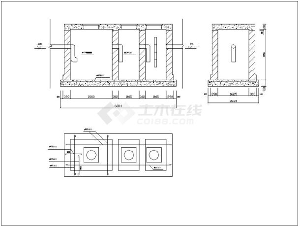 实用型小型化粪池结构设计施工cad平面布置图-图二