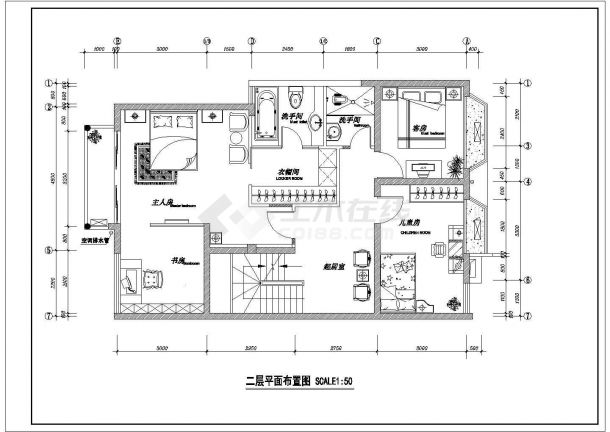 90平方米三层中式风格别墅室内装修设计施工图-图二