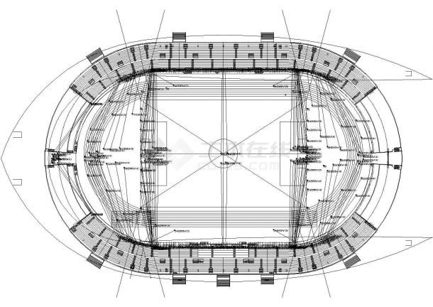 专业足球场电气照明设计平面图-图一