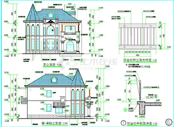 两套二层三层精美别墅建筑设计施工图-图一