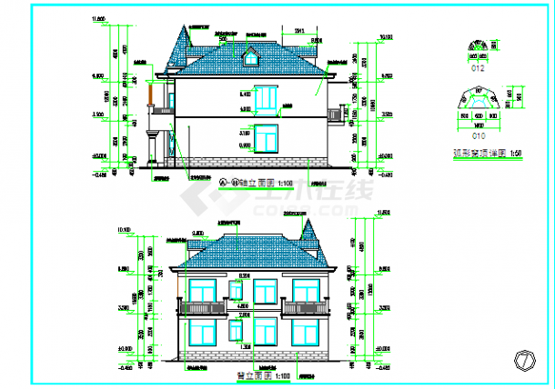 两套二层三层精美别墅建筑设计施工图-图二