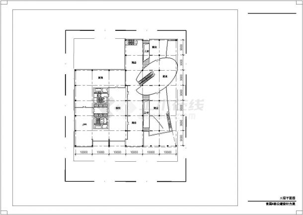 某地区官园综合楼设计方案CAD图-图二