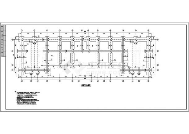 11层办公楼框架结构施工设计cad平面布置图(柱下钢筋混凝土条形基础)-图一