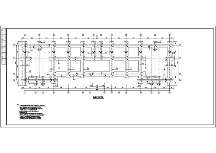 11层办公楼框架结构施工设计cad平面布置图(柱下钢筋混凝土条形基础)_图1
