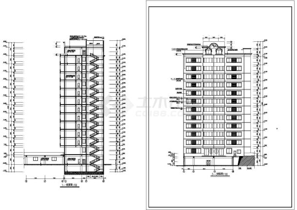 某地区金沙江大酒楼建筑设计CAD图-图一