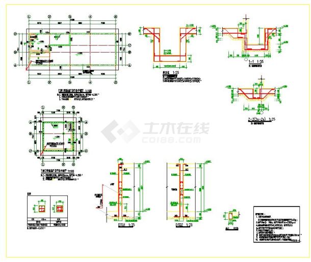 某地小型的泵房结构CAD大样图（标注详细）-图一