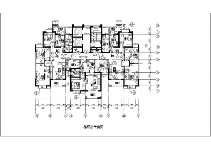 青岛市某地区住宅户型平面CAD设计图_图1