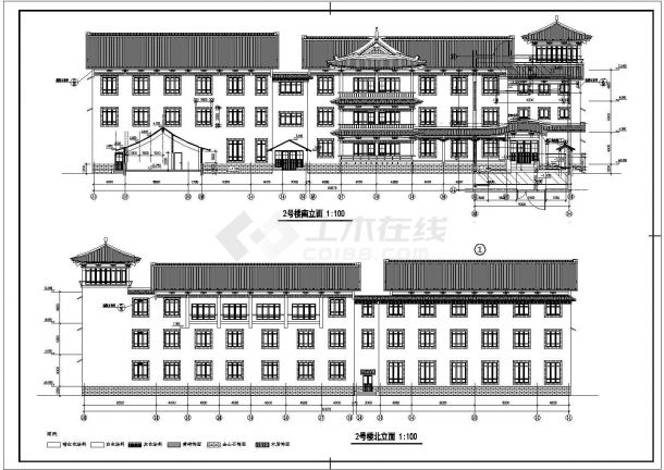 某地三层古建筑方案规划施工设计图-图一