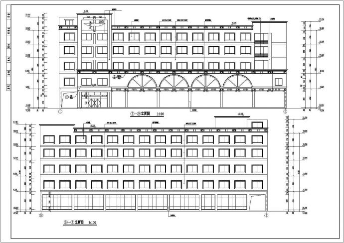 陕西省某地区五层商住楼CAD施工图_图1