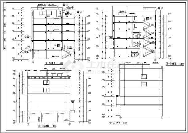 陕西省某地区五层商住楼CAD施工图-图二