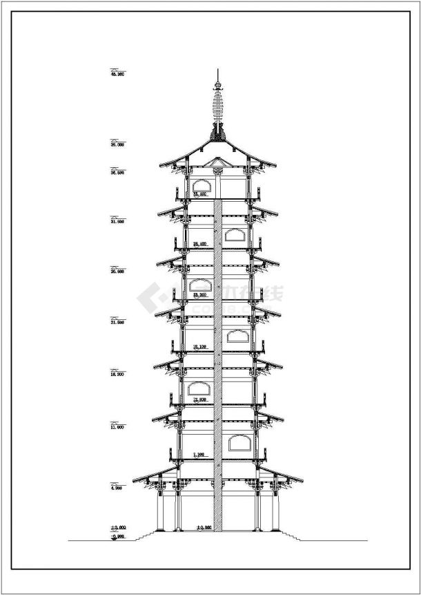 某地区七层塔建筑设计施工方案规划图-图二