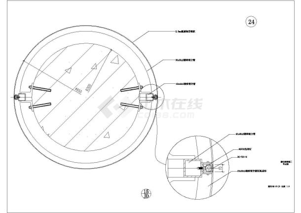 现代建筑大楼石材幕墙施工做法cad平面布置节点图-图二