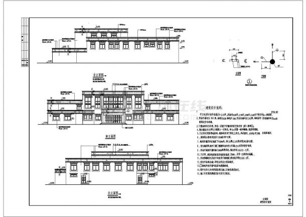 某地区三层医院建筑规划设计施工方案图-图一