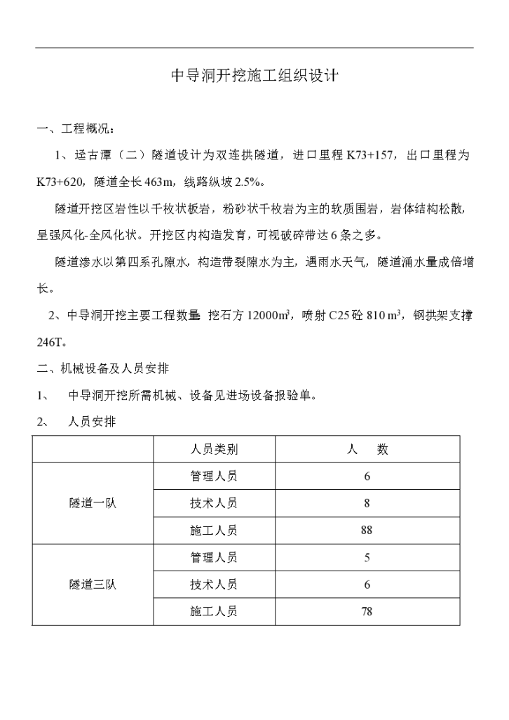 双连拱隧道中导洞开挖施工组织设计方案-图一