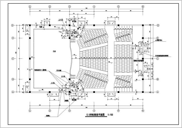 最新的小型剧场建筑CAD施工图纸（标注详细）_图1